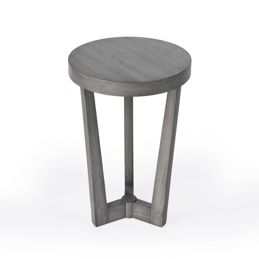 HomeRoots 24" Gray Round End Table - Rustic Chic Design with Distressed Finish for Modern Living Spaces 488980
