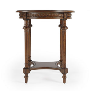 Homeroots 27" Medium Brown Manufactured Wood Round End Table With Shelf   488982