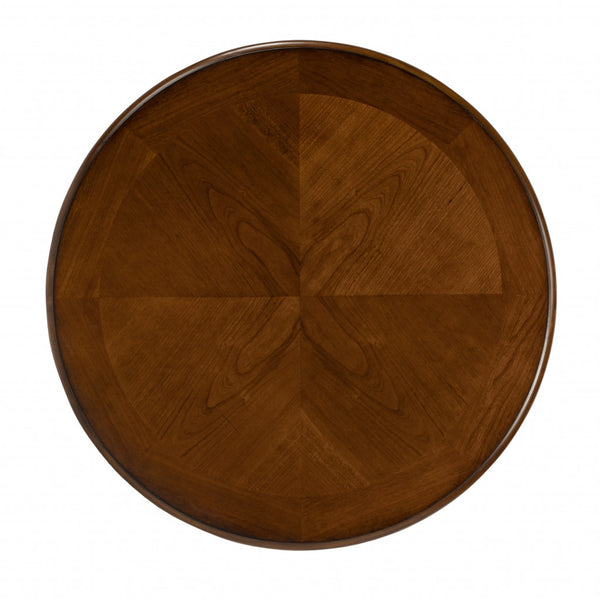 Homeroots 27" Medium Brown Manufactured Wood Round End Table With Shelf   488982