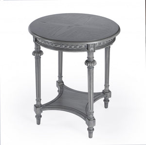 Homeroots 27" Gray Classic Round End Table With Shelf   488983