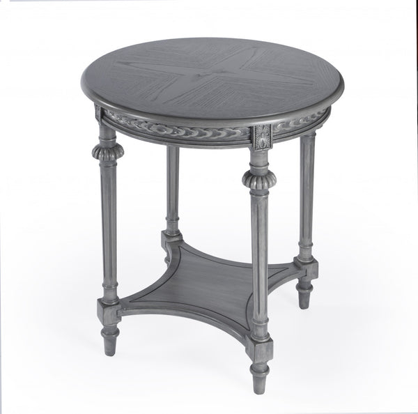 Homeroots 27" Gray Classic Round End Table With Shelf   488983