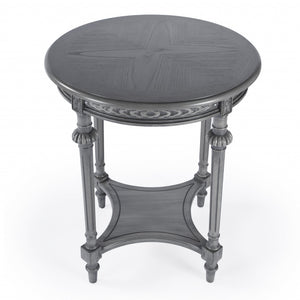 Homeroots 27" Gray Classic Round End Table With Shelf   488983