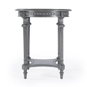 Homeroots 27" Gray Classic Round End Table With Shelf   488983