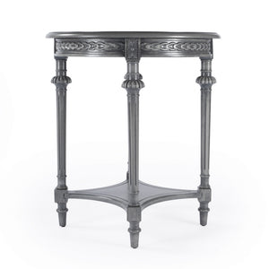 Homeroots 27" Gray Classic Round End Table With Shelf   488983