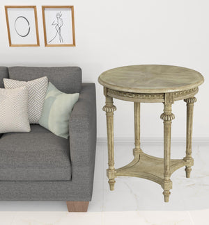 Homeroots 27" Beige Manufactured Wood Round End Table With Shelf   488984