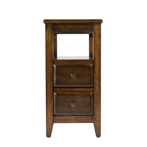 HomeRoots 24" Brown Distressed End Table – Vintage Charm with Two Drawers & Shelf for Stylish Storage Solutions 488985