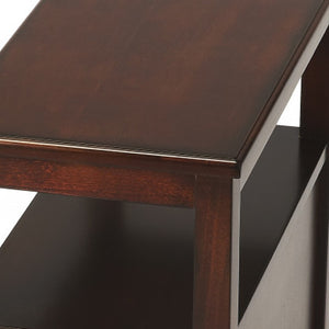 HomeRoots 24" Dark Brown End Table with Vintage Charm, Two Drawers, and Open Shelf for Versatile Storage 488986