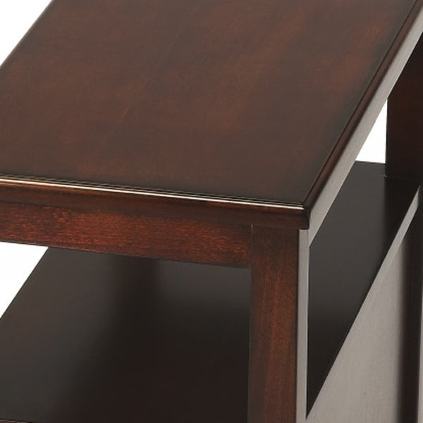 HomeRoots 24" Dark Brown End Table with Vintage Charm, Two Drawers, and Open Shelf for Versatile Storage 488986