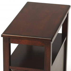HomeRoots 24" Dark Brown End Table with Vintage Charm, Two Drawers, and Open Shelf for Versatile Storage 488986