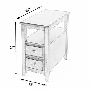 HomeRoots 24" Dark Brown End Table with Vintage Charm, Two Drawers, and Open Shelf for Versatile Storage 488986