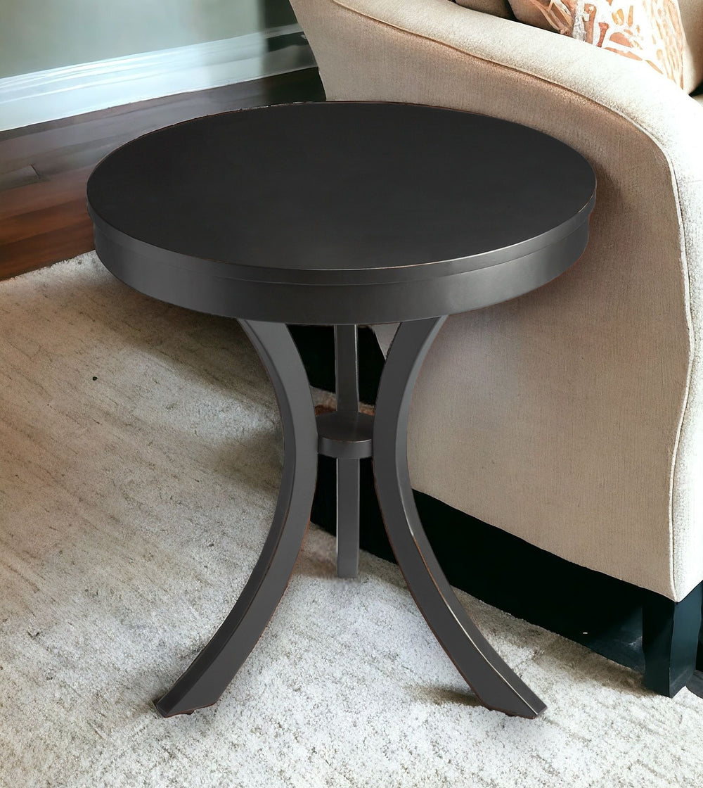 Homeroots 26" Black Manufactured Wood Round End Table   488988