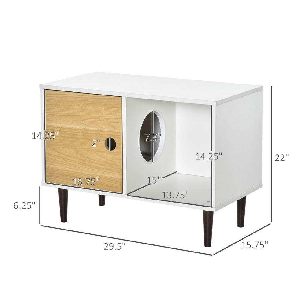 English Elm Elevated Wooden Cat House with Magnetic Door Raised Legs and Soft Washable Cushion T3971P437315