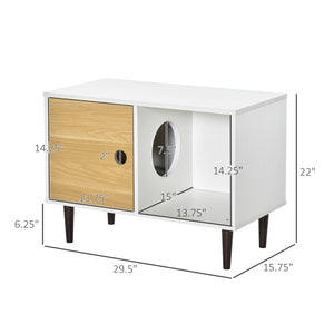 English Elm Elevated Wooden Cat House with Magnetic Door Raised Legs and Soft Washable Cushion T3971P437315