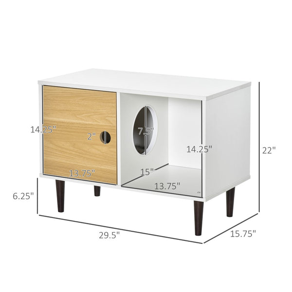 English Elm Elevated Wooden Cat House with Magnetic Door Raised Legs and Soft Washable Cushion T3971P437315