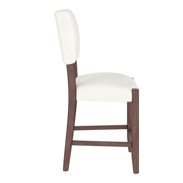 English Elm Mid Retro Counter Stools Set of 4 — Linen Upholstered Backed Bar Chairs with Solid Wood Legs, Durable 250lb Capacity Off White N752P269653K