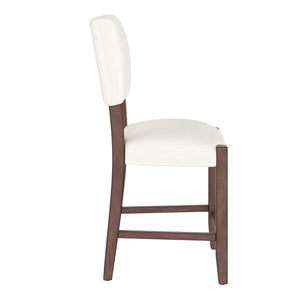 English Elm Mid Mid Century Modern Bar Stools Set of 2 — Ergonomic Linen Upholstered Counter Stools with Solid Rubberwood Legs, Plush Foam Seating for Kitchen Island Dining (Beige) N752P342929A