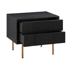 English Elm Carnaby Solid Oak Two Drawer Nightstand with Bronze Hardware for Modern Bedrooms B2736P464908