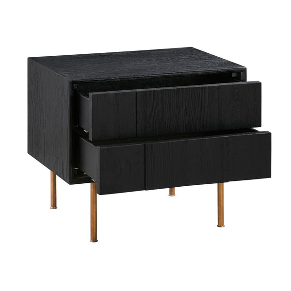 English Elm Carnaby Solid Oak Two Drawer Nightstand with Bronze Hardware for Modern Bedrooms B2736P464908