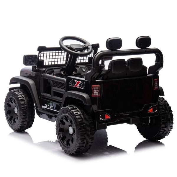 English Elm 24v Kids Ride on Car with Parental Remote Four Wheel Suspension Led Lights Bluetooth Black W1578P235080