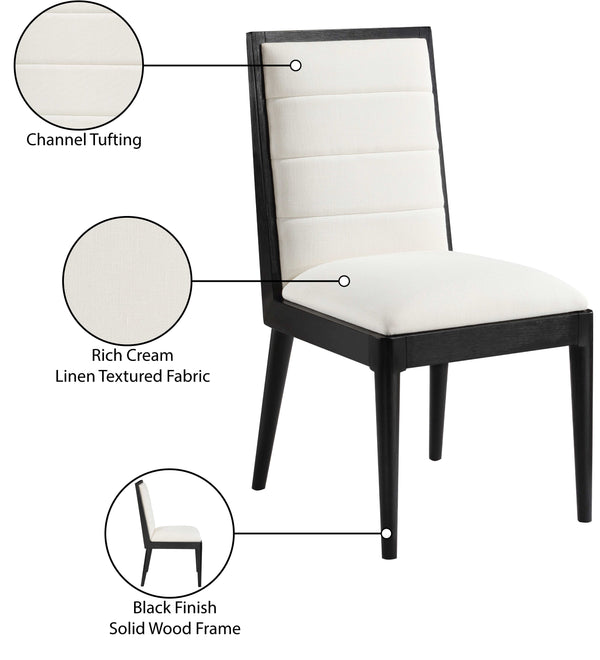 Bristol Cream Linen Textured Fabric Dining Chair 488Cream-C Meridian Furniture