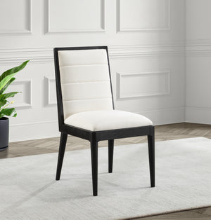 Bristol Cream Linen Textured Fabric Dining Chair 488Cream-C Meridian Furniture