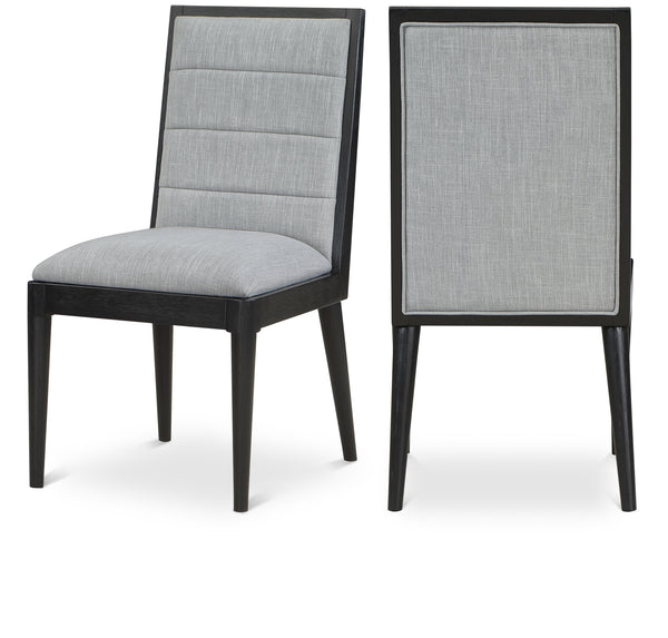 Bristol Grey Linen Textured Fabric Dining Chair 488Grey-C Meridian Furniture