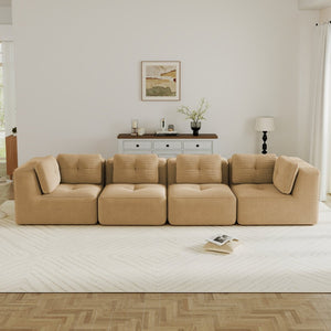 English Elm Modern Corduroy Tufted Modular Sectional with Deep Seating and Anti-slip Base Camel W714S01786