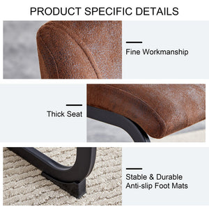 English Elm A set of two brown chairs with suede cushions and black metal legs, compact modern dining stools for cozy spaces W1151P144808