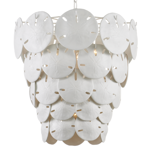Tulum Coastal White Chandelier by Marjorie Skouras - Elegant Bone China Design, Adjustable & Stylish