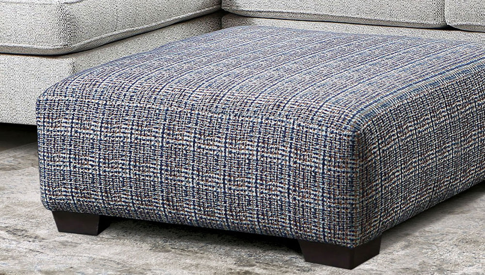 English Elm Square Upholstery Ottoman in Blue Chenille Patterned Fabric — Plush Extra Seating, Stylish Accent Multi 39 L x 39 W x 18 H B2741P355279