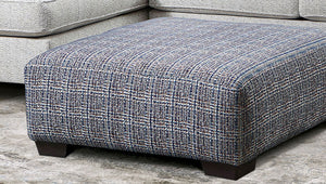 English Elm Square Upholstery Ottoman in Blue Chenille Patterned Fabric — Plush Extra Seating, Stylish Accent Multi 39 L x 39 W x 18 H B2741P355279