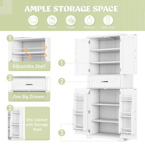 English Elm Christopher Knight Home® - Bathroom Storage Cabinet with Doors Drawer and Adjustable Shelves — MDF Build, Anti-Tip Safety, Modern Appeal White N759P241667K