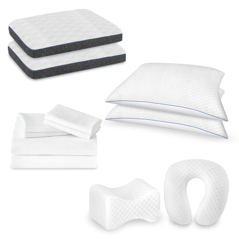 English Elm 12-piece Cal King Sleep System with Memory Foam Pillows and 300tc Cotton Sheets B123P290368