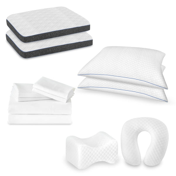 English Elm 12-piece Queen Sleep Bundle with Memory Foam Pillows and 300tc Cotton Sheets B123P290366
