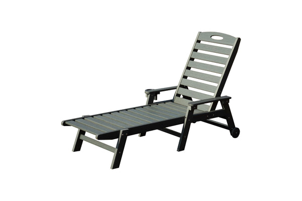 English Elm Patio Hdpe Chaise Lounge Outdoor Reclining Poolside Chair with Built-in Cup Holder Grey W1859P478426