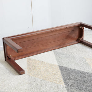 English Elm (1.2m) Solid Oak Dining Bench with Walnut Finish Metal Reinforced Seat Farmhouse Style W1283P434414