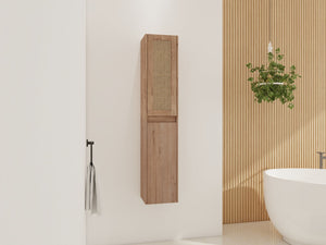 English Elm 12" Bathroom Side Cabinet - Modern Wall-Mounted Design With Soft-Close Doors & Space-Saving Style W999S00340