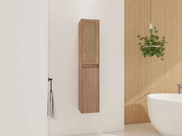 English Elm 12" Bathroom Side Cabinet - Modern Wall-Mounted Design With Soft-Close Doors & Space-Saving Style W999S00340