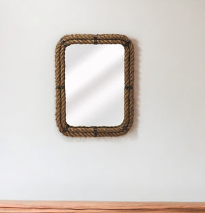 Homeroots 25" Light Brown Rope Framed Accent Mirror  Iron 489000