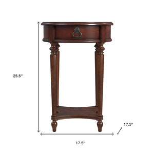 HomeRoots 26" Brown Distressed Wood Round End Table with Drawer & Shelf – Rustic Vintage Charm for Any Room 489002