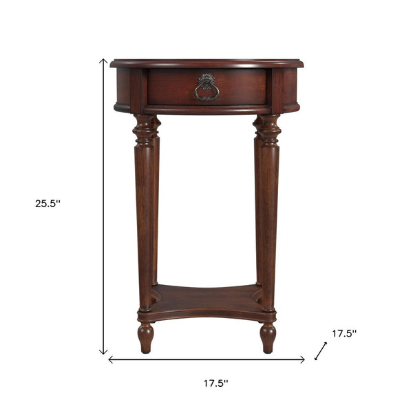 HomeRoots 26" Brown Distressed Wood Round End Table with Drawer & Shelf – Rustic Vintage Charm for Any Room 489002