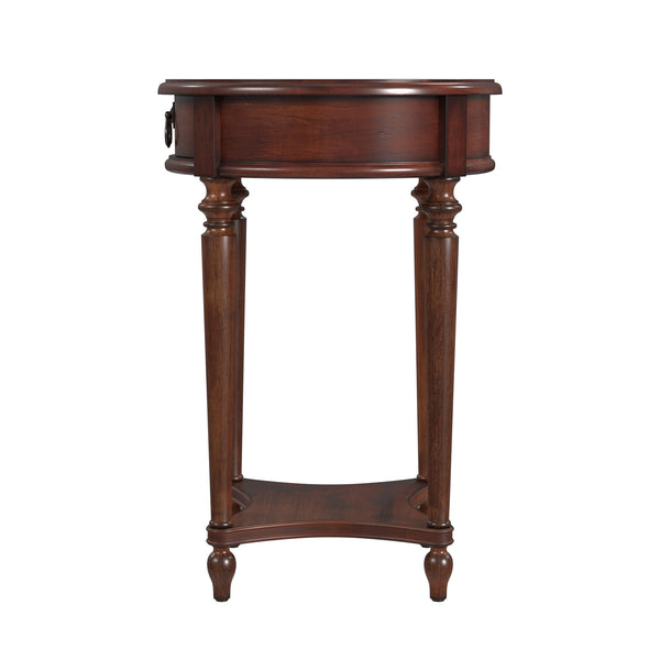 Homeroots 26" Brown Distressed Wood Round End Table With Drawer And Shelf   489002