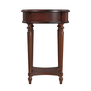Homeroots 26" Brown Distressed Wood Round End Table With Drawer And Shelf   489002