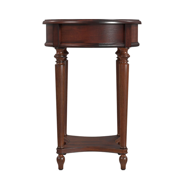 Homeroots 26" Brown Distressed Wood Round End Table With Drawer And Shelf   489002