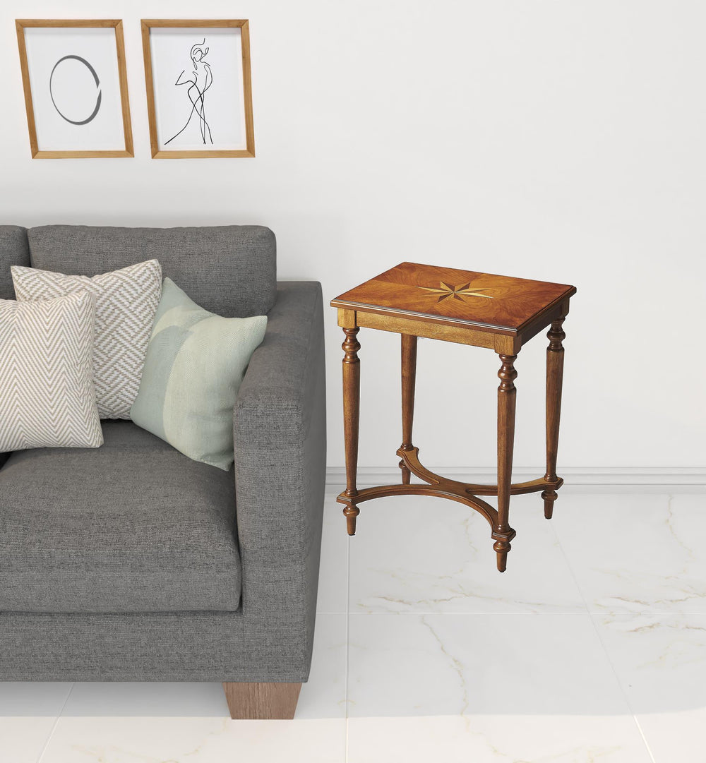 Homeroots 25" Medium Brown Manufactured Wood Rectangular End Table   489004