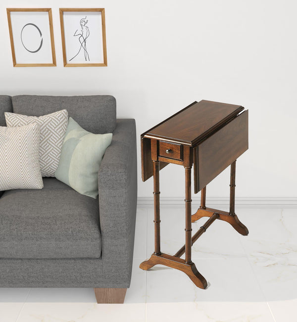 Homeroots 26" Medium Brown Solid And Manufactured Wood Rectangular End Table With Drawer   489005