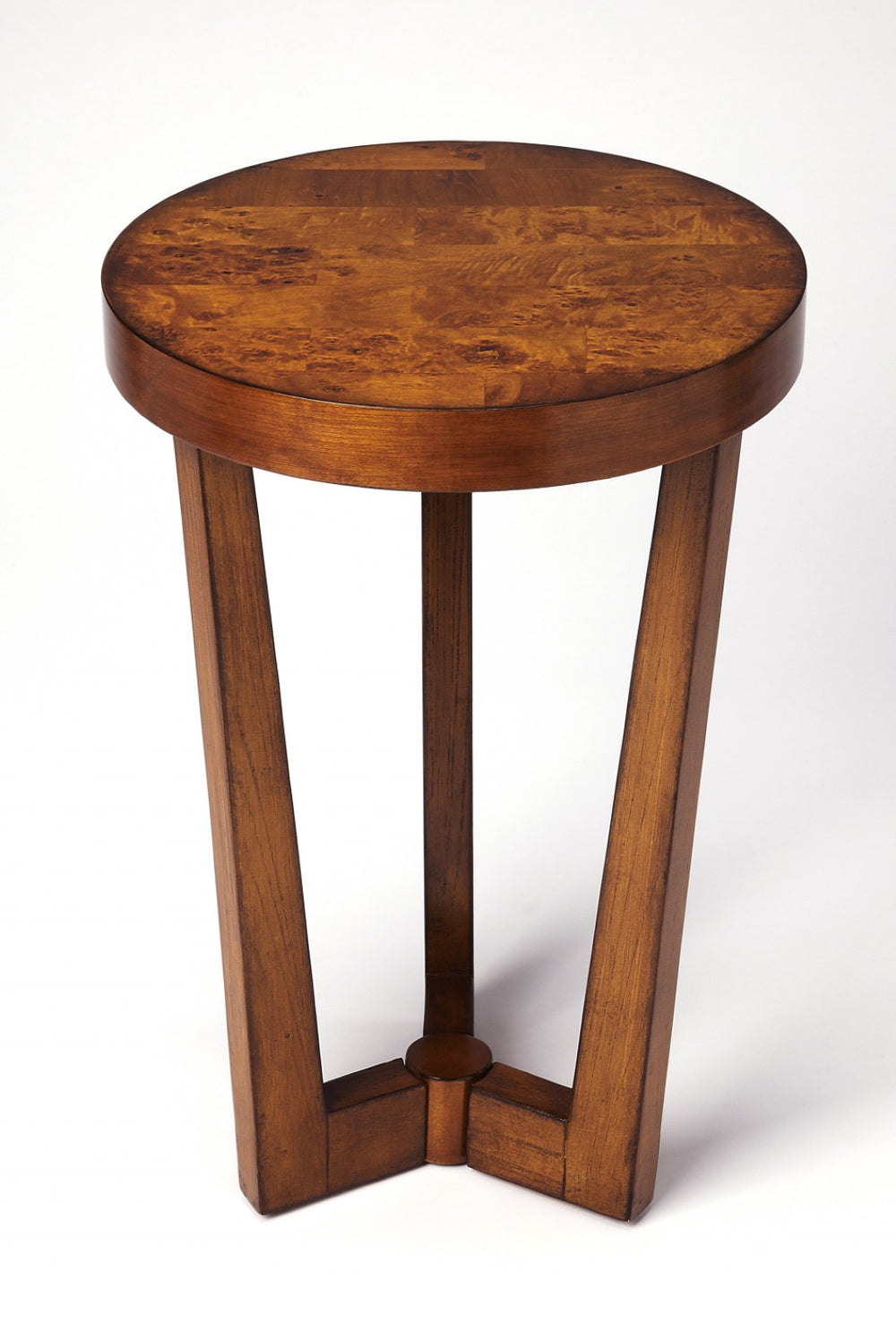 HomeRoots 24" Medium Brown Burl Veneer Round End Table - Rustic Modern Accent for Any Room, Versatile Design 489011