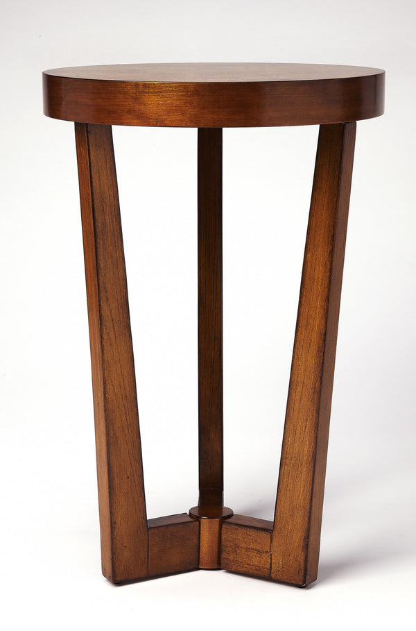 Homeroots 24" Medium Brown Burl Veneer Round End Table   489011