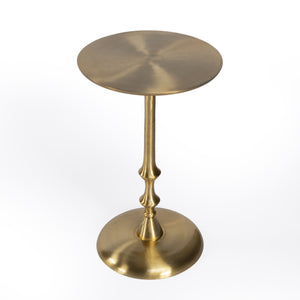 Homeroots 19" Gold Aluminum Round Pedestal End Table   489013