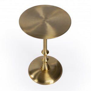 Homeroots 19" Gold Aluminum Round Pedestal End Table   489013